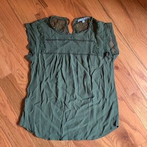 Daniel Rainn olive lace detail blouse size M